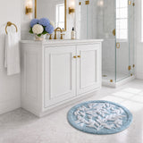 Leaf Cotton Tufted Anti-Skid Bath Rug, Blue
