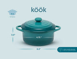 Kook Mini Ceramic Casserole Dishes with Lids, 4-Pack