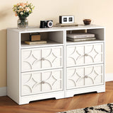 Large Nightstand with 2 Drawers, Side Table with Charging