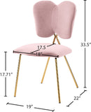 Angel Velvet Dining Chair Set - Contemporary Butterfly Design with Gold Metal Legs for Modern Elegance