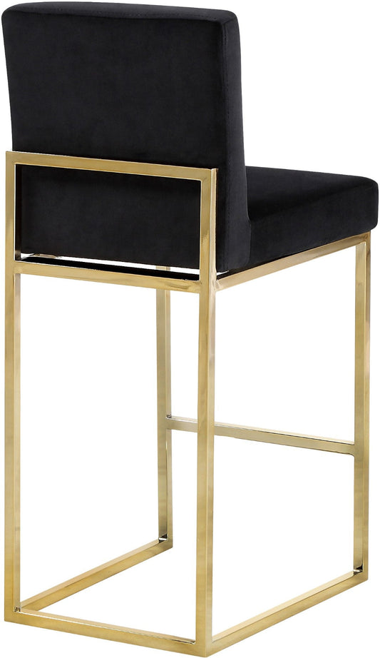 Giselle Contemporary Velvet Stool with Polished Gold Frame - Stylish Comfort for Home Bars