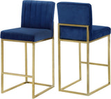 Giselle Contemporary Velvet Stool with Polished Gold Frame - Stylish Comfort for Home Bars