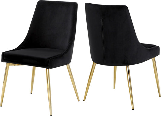 Karina Contemporary Dining Chair Set - Elegant Velvet Upholstery with Gold Metal Frame Design