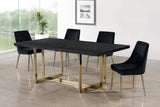Karina Contemporary Dining Chair Set - Elegant Velvet Upholstery with Gold Metal Frame Design
