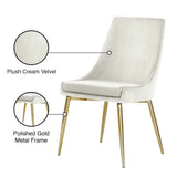 Karina Contemporary Dining Chair Set - Elegant Velvet Upholstery with Gold Metal Frame Design