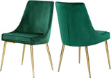 Karina Contemporary Dining Chair Set - Elegant Velvet Upholstery with Gold Metal Frame Design