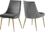 Karina Contemporary Dining Chair Set - Elegant Velvet Upholstery with Gold Metal Frame Design