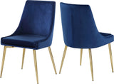Karina Contemporary Dining Chair Set - Elegant Velvet Upholstery with Gold Metal Frame Design