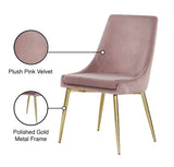 Karina Contemporary Dining Chair Set - Elegant Velvet Upholstery with Gold Metal Frame Design