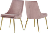 Karina Contemporary Dining Chair Set - Elegant Velvet Upholstery with Gold Metal Frame Design