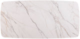 Niya Dining Table – Elegant Marble-Look Sintered Stone Top with Brushed Gold Curved Base Design