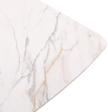 Niya Dining Table – Elegant Marble-Look Sintered Stone Top with Brushed Gold Curved Base Design