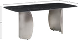 Niya Dining Table – Elegant Marble-Look Sintered Stone Top with Brushed Gold Curved Base Design