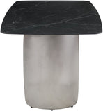 Niya Dining Table – Elegant Marble-Look Sintered Stone Top with Brushed Gold Curved Base Design