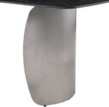 Niya Dining Table – Elegant Marble-Look Sintered Stone Top with Brushed Gold Curved Base Design