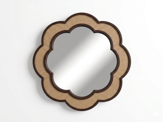 Raffea Scalloped Tan Accent Mirror