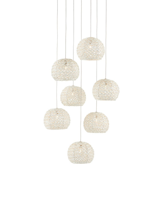Piero White 7-Light Round Multi-Drop Pendant