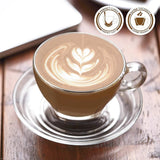 Glass Latte Cups & Saucers, 8.75 oz, Set of 6