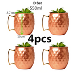 4pcs 550ml Copper Moscow Mule Mug Set
