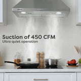 CIARRA Powerful Set: 30 Inch Wall Mount Range Hood + 30 Inch Built-In Induction Cooktop（CAS75206P+CABIH304B）
