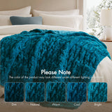 Soft Warm Ruched 50x60" Throw Blanket, Teal