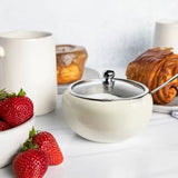 Kook Large Stainless Steel Sugar Bowl, Lid & Spoon