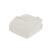 Grid Patterned Microfleece Blanket, Ivory