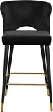 Kelly Contemporary Velvet Stool Set - Stylish Comfort with Black Metal Legs and Gold Accents