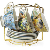 Van Gogh Bone China Cups & Saucers Set of 6