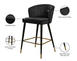 Cassie Contemporary Counter Stools - Set of 2 with Channel Tufting and Sleek Gold Accents
