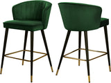 Cassie Contemporary Counter Stools - Set of 2 with Channel Tufting and Sleek Gold Accents