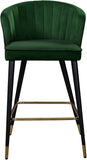 Cassie Contemporary Counter Stools - Set of 2 with Channel Tufting and Sleek Gold Accents
