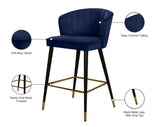 Cassie Contemporary Counter Stools - Set of 2 with Channel Tufting and Sleek Gold Accents