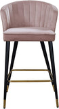 Cassie Contemporary Counter Stools - Set of 2 with Channel Tufting and Sleek Gold Accents