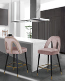 Akoya Contemporary Velvet Stool Set with Gold Nailhead Trim and Stylish Metal Legs for Modern Homes