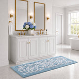 Leaf Cotton Tufted Anti-Skid Bath Rug, Blue