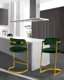 Stephanie Velvet Counter Stool Set - Luxurious Plush Design with Elegant Gold Metal Frame
