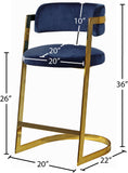 Stephanie Velvet Counter Stool Set - Luxurious Plush Design with Elegant Gold Metal Frame