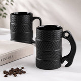 Tire Mug with Wrench Handle Novelty Coffee Cup