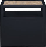 Cole Mid-Century Nightstand with Elegant Cane Detailing and Stylish Brass Handles for Modern Homes