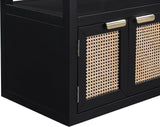Cole Mid-Century Nightstand with Elegant Cane Detailing and Stylish Brass Handles for Modern Homes