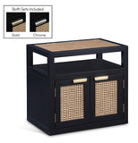 Cole Mid-Century Nightstand with Elegant Cane Detailing and Stylish Brass Handles for Modern Homes