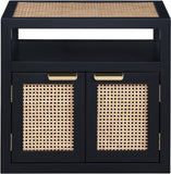 Cole Mid-Century Nightstand with Elegant Cane Detailing and Stylish Brass Handles for Modern Homes
