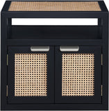 Cole Mid-Century Nightstand with Elegant Cane Detailing and Stylish Brass Handles for Modern Homes
