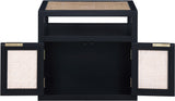 Cole Mid-Century Nightstand with Elegant Cane Detailing and Stylish Brass Handles for Modern Homes