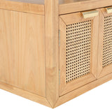 Cole Mid-Century Nightstand with Elegant Cane Detailing and Stylish Brass Handles for Modern Homes