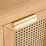 Cole Mid-Century Nightstand with Elegant Cane Detailing and Stylish Brass Handles for Modern Homes