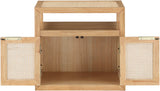 Cole Mid-Century Nightstand with Elegant Cane Detailing and Stylish Brass Handles for Modern Homes