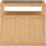 Cole Mid-Century Nightstand with Elegant Cane Detailing and Stylish Brass Handles for Modern Homes