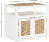 Cole Mid-Century Nightstand with Elegant Cane Detailing and Stylish Brass Handles for Modern Homes